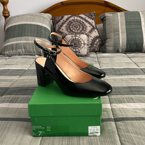 J. Crew Black Patent Leather Block Heels - Picture 1 of 3